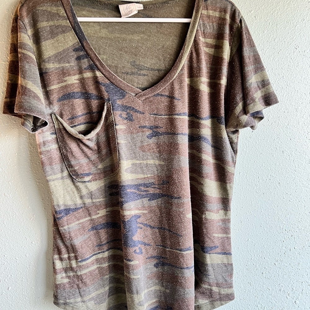 White crow Camo V-Neck Women's Top